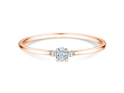 Verlobungsring Vivid Petite Oval Cut in 14K Roségold mit Diamanten 0,10ct G/SI