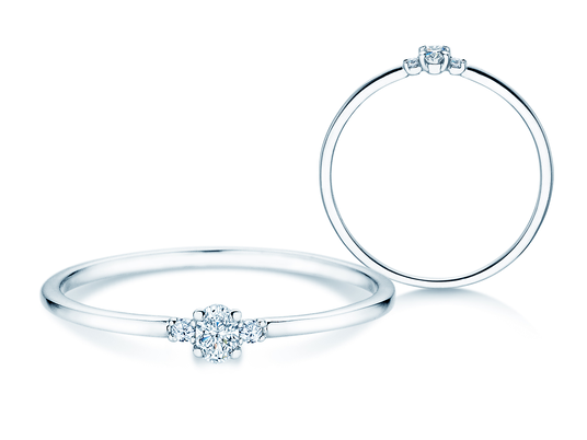 Verlobungsring Vivid Petite Oval Cut in 14K Weißgold mit Diamanten 0,10ct G/SI
