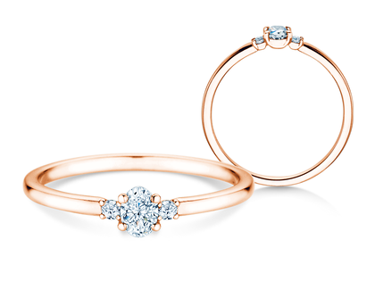 Verlobungsring Vivid Petite Oval Cut in 18K Roségold mit Diamanten 0,20ct G/SI