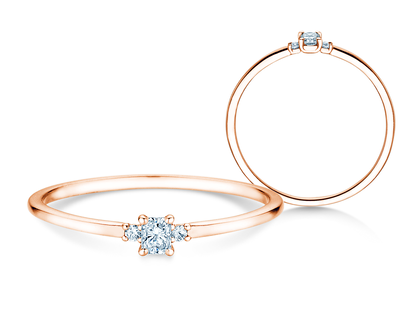 Verlobungsring Vivid Petite Radiant Cut in 14K Roségold mit Diamanten 0,10ct G/SI