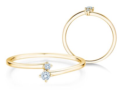 Verlobungsring You & Me Classic in 14K Gelbgold mit Diamanten 0,065ct G/SI