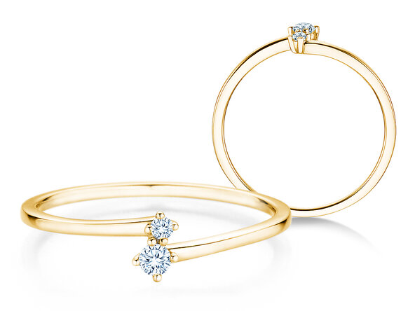 Verlobungsring You & Me Classic in 14K Gelbgold mit Diamanten 0,065ct G/SI