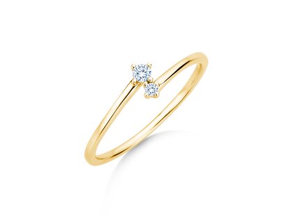 Verlobungsring You & Me Classic in 14K Gelbgold mit Diamanten 0,065ct G/SI