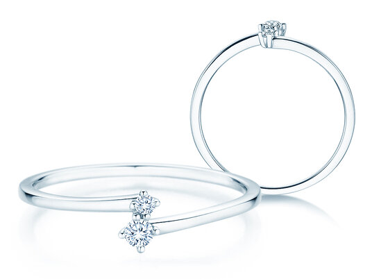 Verlobungsring You & Me Classic in 14K Weißgold mit Diamanten 0,065ct G/SI
