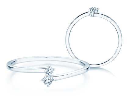 Verlobungsring You & Me Classic in 14K Weißgold mit Diamanten 0,065ct G/SI