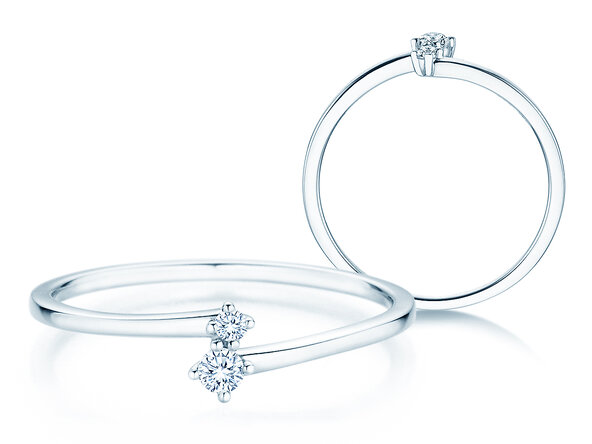 Verlobungsring You & Me Classic in 14K Weißgold mit Diamanten 0,065ct G/SI