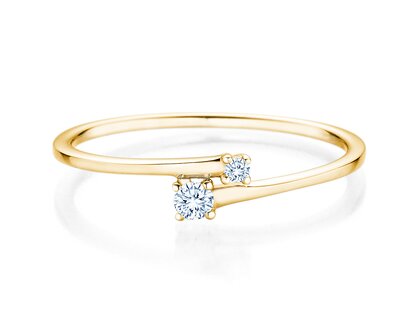 Verlobungsring You & Me Modern in 14K Gelbgold mit Diamanten 0,07ct G/SI