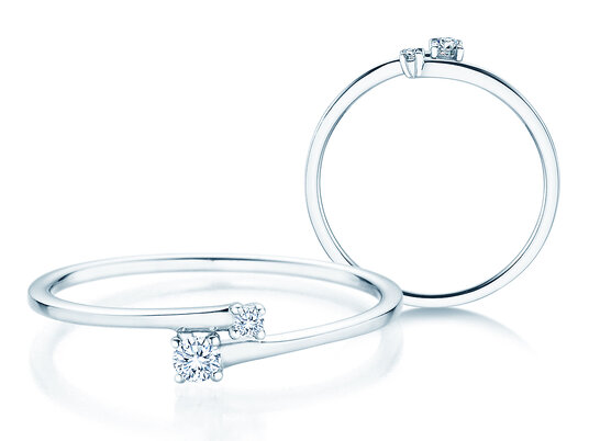 Verlobungsring You & Me Modern in 14K Weißgold mit Diamanten 0,07ct G/SI