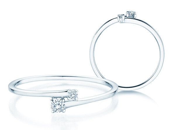 Verlobungsring You & Me Modern in 14K Weißgold mit Diamanten 0,07ct G/SI