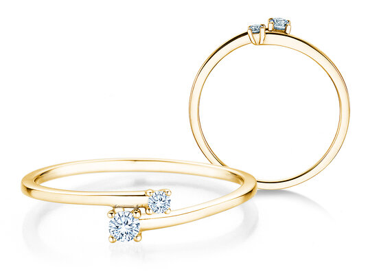 Verlobungsring You & Me Modern in 14K Gelbgold mit Diamanten 0,11ct G/SI