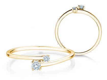 Verlobungsring You & Me Modern in 14K Gelbgold mit Diamanten 0,11ct G/SI