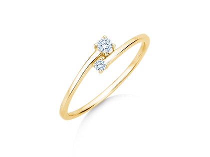 Verlobungsring You & Me Modern in 14K Gelbgold mit Diamanten 0,11ct G/SI