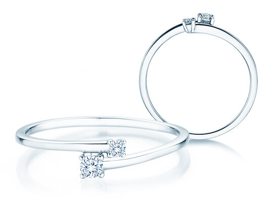 Verlobungsring You & Me Modern in 14K Weißgold mit Diamanten 0,11ct G/SI