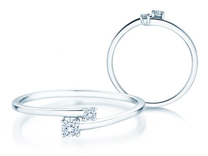 Verlobungsring You & Me Modern in 14K Weißgold mit Diamanten 0,11ct G/SI