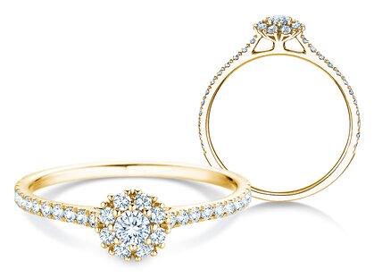 Verlobungsring Bloom Pavé in 14K Gelbgold mit Diamanten 0,46ct G/SI