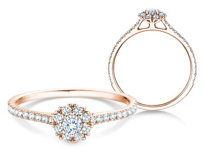 Verlobungsring Bloom Pavé in 18K Roségold mit Diamanten 0,46ct G/SI