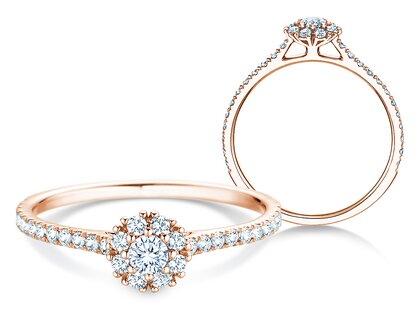 Verlobungsring Bloom Pavé in 14K Roségold mit Diamanten 0,46ct G/SI