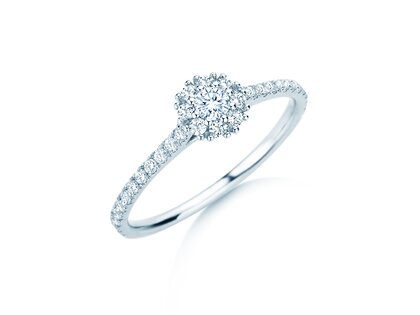 Verlobungsring Bloom Pavé in 14K Weißgold mit Diamanten 0,46ct G/SI