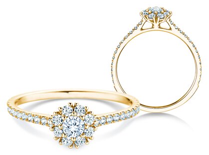 Verlobungsring Bloom Pavé in 14K Gelbgold mit Diamanten 0,55ct G/SI