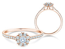 Verlobungsring Bloom Pavé in 14K Roségold mit Diamanten 0,55ct G/SI