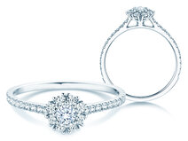 Verlobungsring Bloom Pavé in 14K Weißgold mit Diamanten 0,55ct G/SI