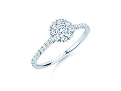 Verlobungsring Bloom Pavé in 14K Weißgold mit Diamanten 0,70ct G/SI
