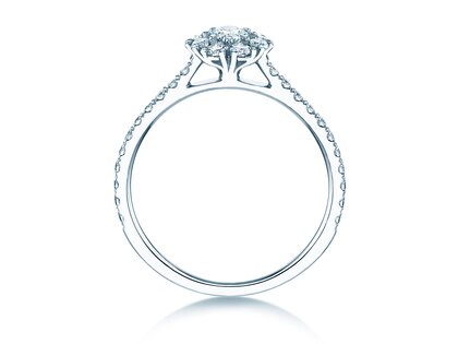 Verlobungsring Bloom Pavé in 14K Weißgold mit Diamanten 0,70ct G/SI