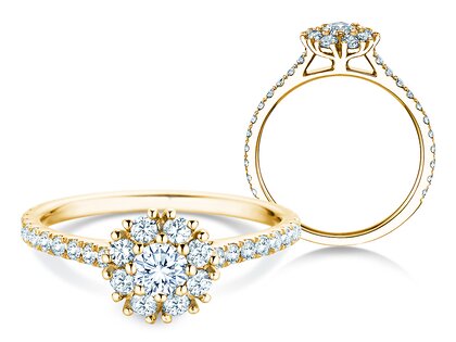 Verlobungsring Bloom Pavé in 9K Gelbgold mit Diamanten 0,82ct G/SI