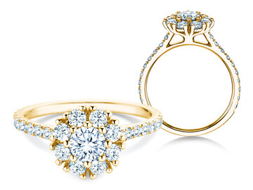 Verlobungsring Bloom Pavé in Gelbgold
