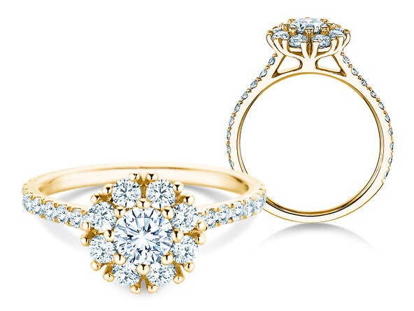 Verlobungsring Bloom Pavé in Gelbgold