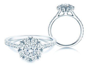 Verlobungsring Bloom Pavé in Weißgold