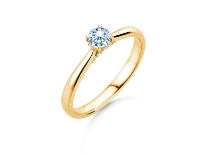 Verlobungsring Classic 4 Hidden Halo in 9K Gelbgold mit Labordiamanten 0,30ct E/VS