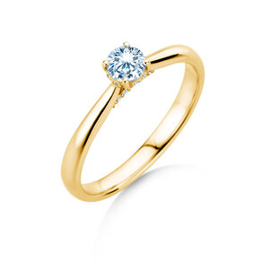 Verlobungsring Classic 4 Hidden Halo in 9K Gelbgold mit Labordiamanten 0,30ct E/VS