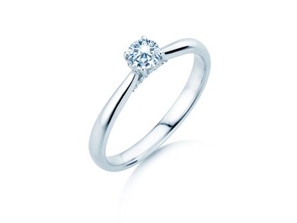 Verlobungsring Classic 4 Hidden Halo in 14K Weißgold mit Diamanten 0,30ct G/SI