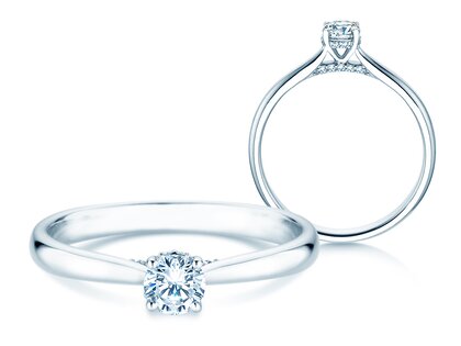 Verlobungsring Classic 4 Hidden Halo in 14K Weißgold mit Diamanten 0,30ct G/SI
