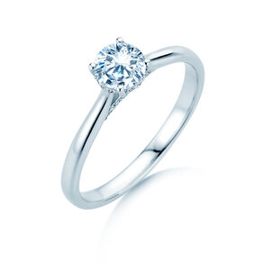 Verlobungsring Classic 4 Hidden Halo in 18K Weißgold mit Labordiamanten 0,57ct E/VS