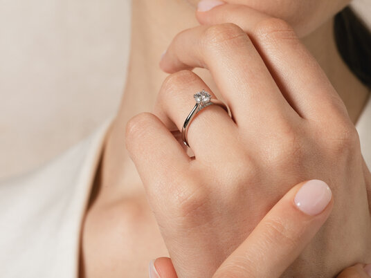 Verlobungsring Classic 4 Hidden Halo in 14K Weißgold mit Labordiamanten 0,57ct E/VS