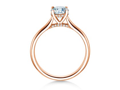 Verlobungsring Classic 4 Hidden Halo in 18K Roségold mit Labordiamanten 0,82ct E/VS