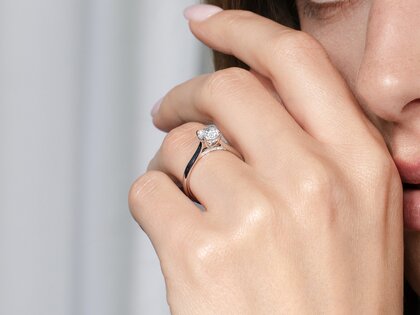 Verlobungsring Classic 4 Hidden Halo in 14K Weißgold mit Diamanten 1,08ct G/SI