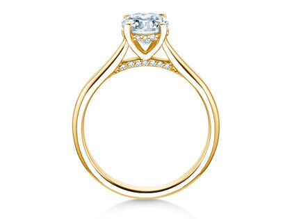 Verlobungsring Classic 4 Hidden Halo in 14K Gelbgold mit Labordiamanten 1,08ct E/VS