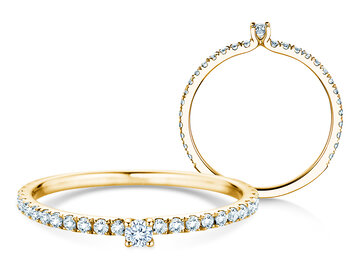 Verlobungsring Classic 4 Pavé in 9K Weißgold mit Diamanten 0,30ct G/SI