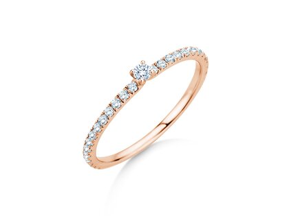 Verlobungsring Classic 4 Pavé in 9K Roségold mit Diamanten 0,30ct G/SI