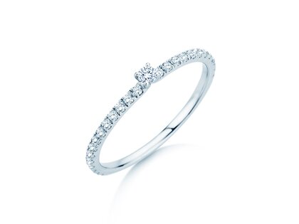 Verlobungsring Classic 4 Pavé in 14K Weißgold mit Diamanten 0,30ct G/SI