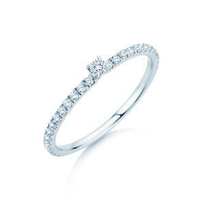 Verlobungsring Classic 4 Pavé in 14K Weißgold mit Diamanten 0,30ct G/SI