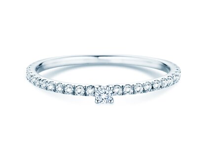 Verlobungsring Classic 4 Pavé in 14K Weißgold mit Diamanten 0,30ct G/SI