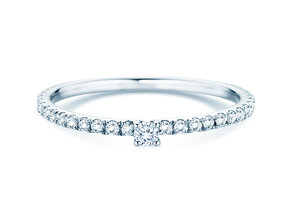 Verlobungsring Classic 4 Pavé in 14K Weißgold mit Diamanten 0,30ct G/SI