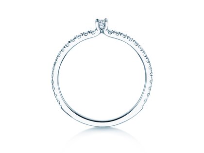 Verlobungsring Classic 4 Pavé in 14K Weißgold mit Diamanten 0,30ct G/SI