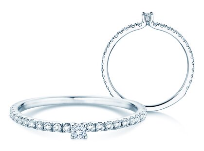 Verlobungsring Classic 4 Pavé in 9K Weißgold mit Diamanten 0,30ct G/SI
