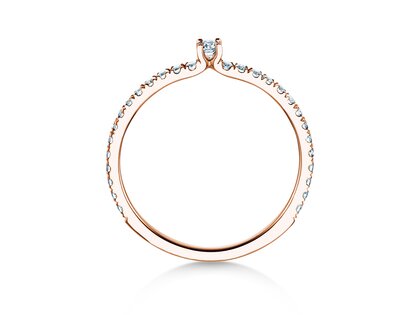 Verlobungsring Classic 4 Pavé in 9K Roségold mit Diamanten 0,30ct G/SI