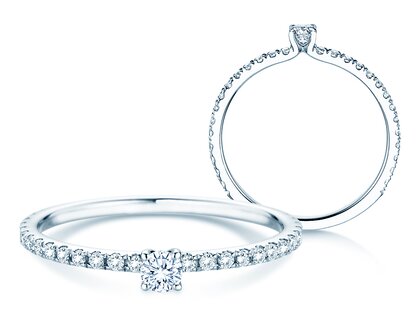 Verlobungsring Classic 4 Pavé in Platin 950/- mit Diamanten 0,35ct G/SI